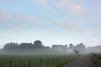 Heidehof am frühen Morgen - Foto HJ Stoffels